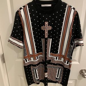 Givenchy Women's Black Jersey T-shirt with Cross